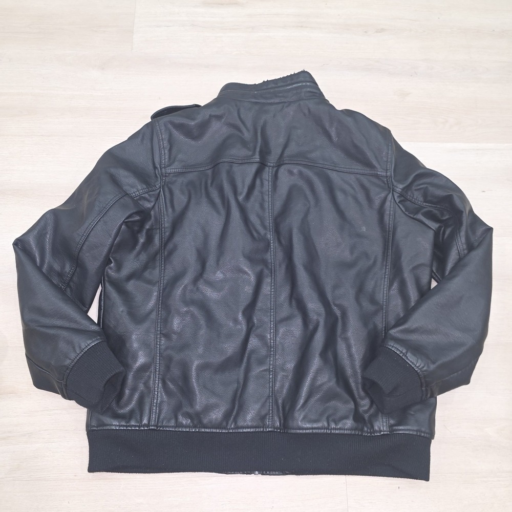 Levis Faux Leather Jacket Coat Sherpa Lined Black Aviator Bomber Size XL - Picture 14 of 15